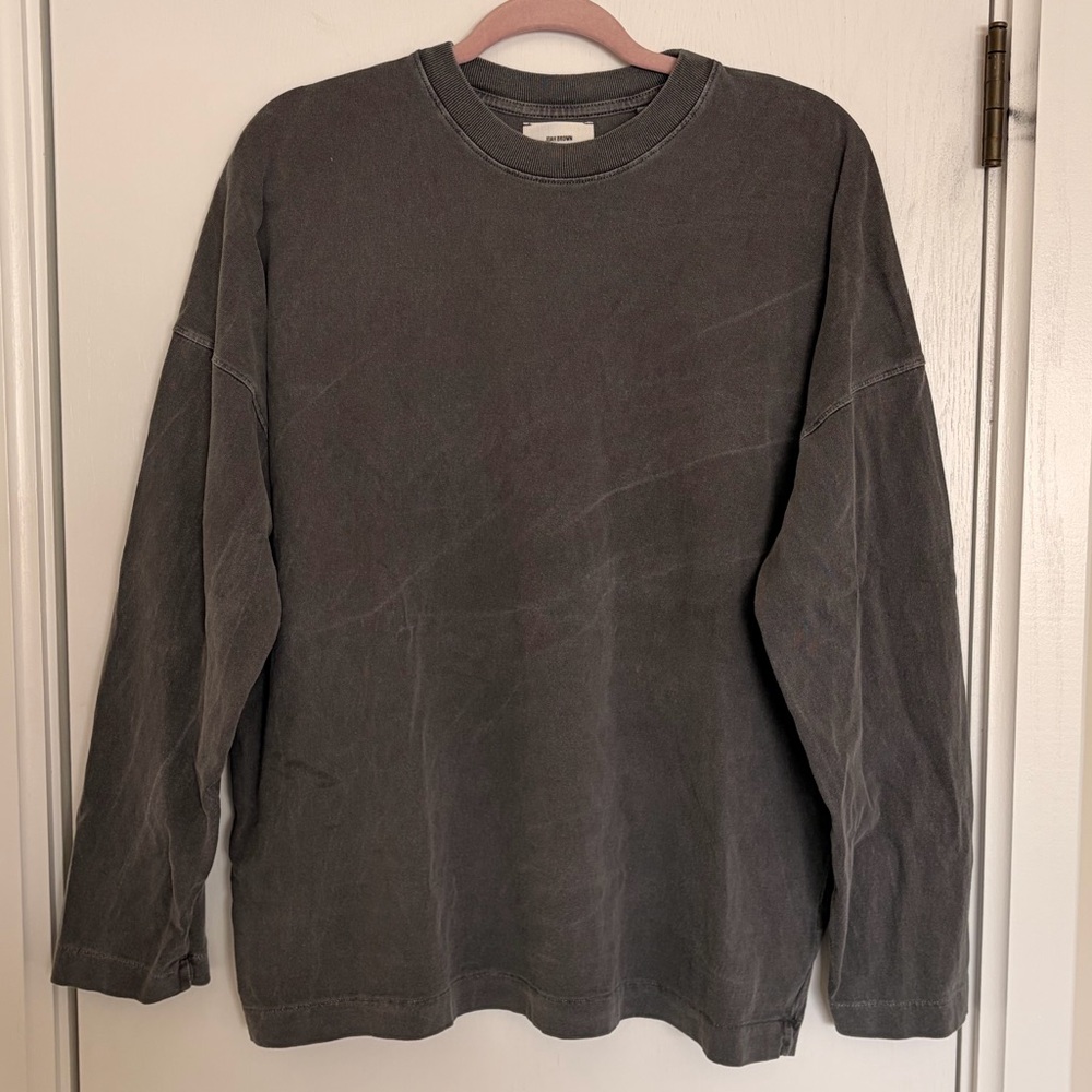 Joah Brown Charcoal Oversized Long Sleeve Tee